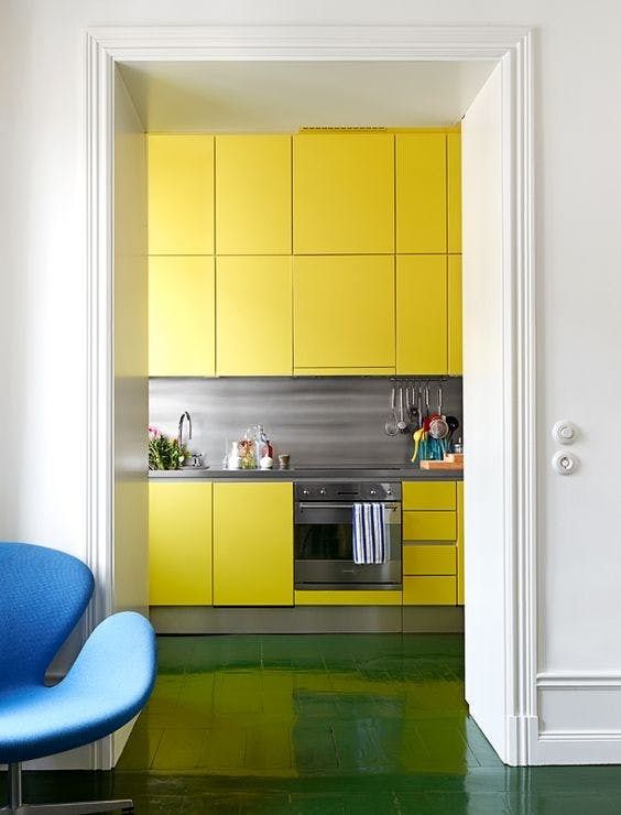 There are lots of ways to add color and bold features to a kitchen without being overwhelming. Here are some of our favorite Kitchens With Colorful Cabinetry including: jewel tones, primary colors, and trendy hues du jour.